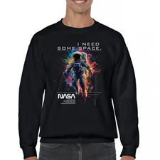I need Some Space NASA Crewneck Sweatshirt Universe Astronaut Paint Splatter