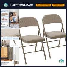 Padded Folding Chairs 2 Pack - Foldable Dining & Patio Chairs for Outdoor Use
