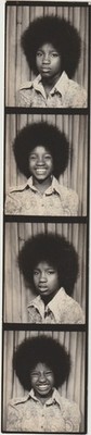 VINTAGE PHOTO BOOTH - STRIP - AFRICAN-AMERICAN BOY WITH HUGE AFRO