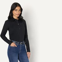 Amazon Essentials Damen Slim-Fit Stretch Popeline Hemd Schwarz GrößE M
