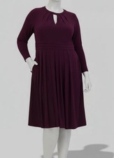 Jessica Howard Womens Purple Ruched 3/4-Sleeve MIDI Dress Plus Size 18W