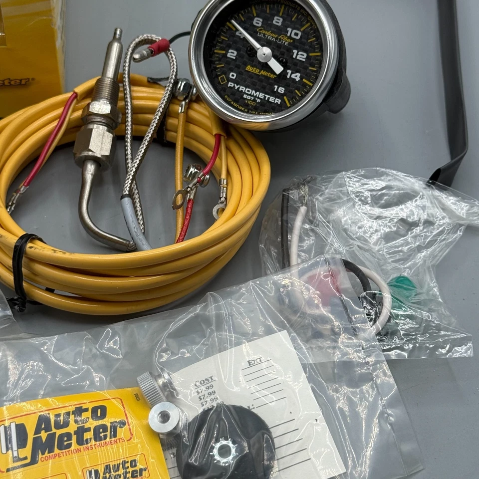 *LEER* AutoMeter 4744 Pirómetro de Fibra de Carbono Calibre EGT 2-1/16" Barrido Completo Foto 4 de 4