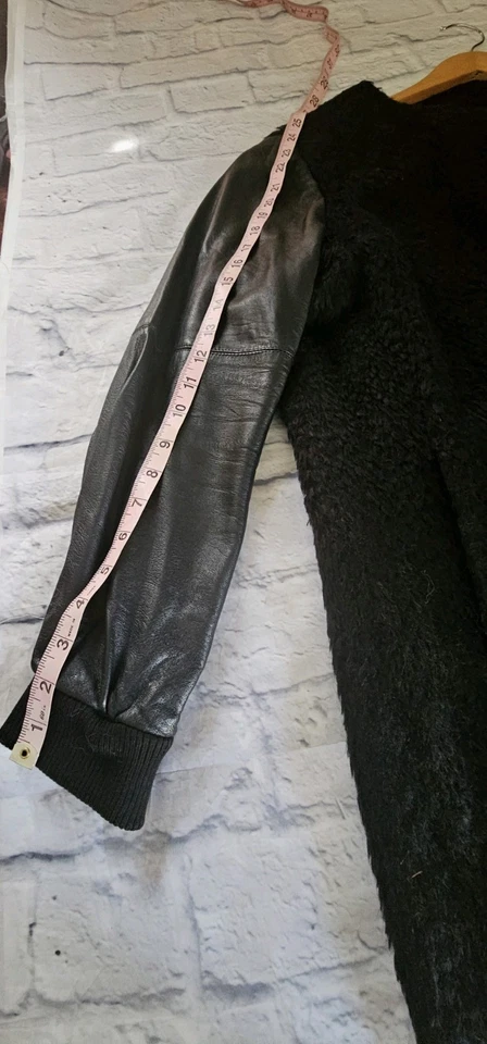 Eileen Fisher Suri альпака и кожаное пальто с длинным рукавом куртка с подкладкой черный L новый с Ярлыками - Изображение 4 из 4