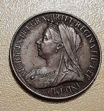 1901 Great Britain Victoria (1837-1901) Farthing Coin. Excellent Condition.