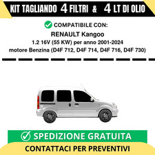 Tagliando per RENAULT Kangoo 1.2 16V 55 kw Benzina 2001-2024 - 4 Lt di olio +...