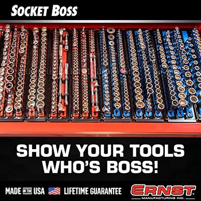 ERNST MANUFACTURING, Red, 3 5/8 in Overall Wd, Socket Organizer ERNST MANUFACTURING, Red, 3 5/8 in Overall Wd, Socket Organizer