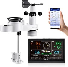 5-In-1 Wi-Fi Weather Station, 7.5-Inch VA Display Wireless Solar Powered Outdoor