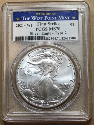 2021 (W) American Silver Eagle Type 2 - PCGS Graded MS70 1st Strike !!