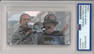 President George W Bush SIGNED 9/11 Iconic New York Ground Zero FDNY PSA DNA COA