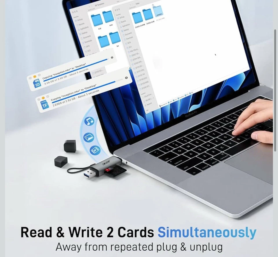 acer SD Kartenleser USB C, Dual Slots USB 3.0 Typ C auf Micro SD Karten Adapter... - Bild 3 von 4