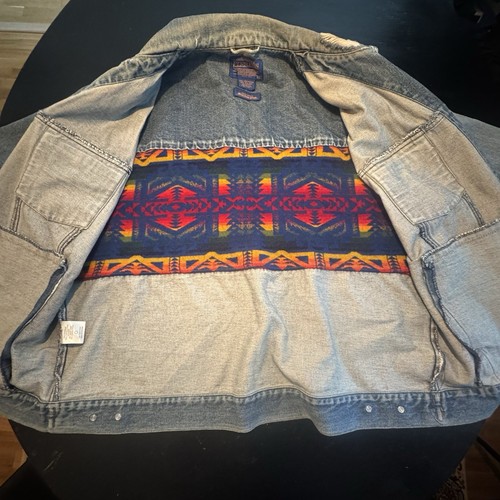 VTG Pendleton Denim Wool Jacket High Grade Western Wear Aztec Sz XL 25/27’ - Picture 8 of 11