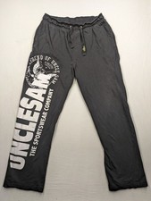 Uncle Sam Herren Jogginghose Gr L Grau Schwarz Sweathose Trainingshose Logo