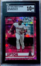 2019 Topps Chrome Sapphire #345 Justin Upton RED REFRACTOR /5 SGC 10 GEM (3/5)