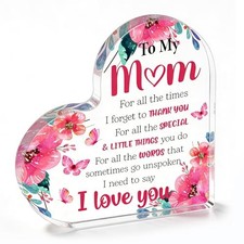 Mom Gifts for Mothers Day Heart Shaped Acrylic Block for Moms Gifts for Pink