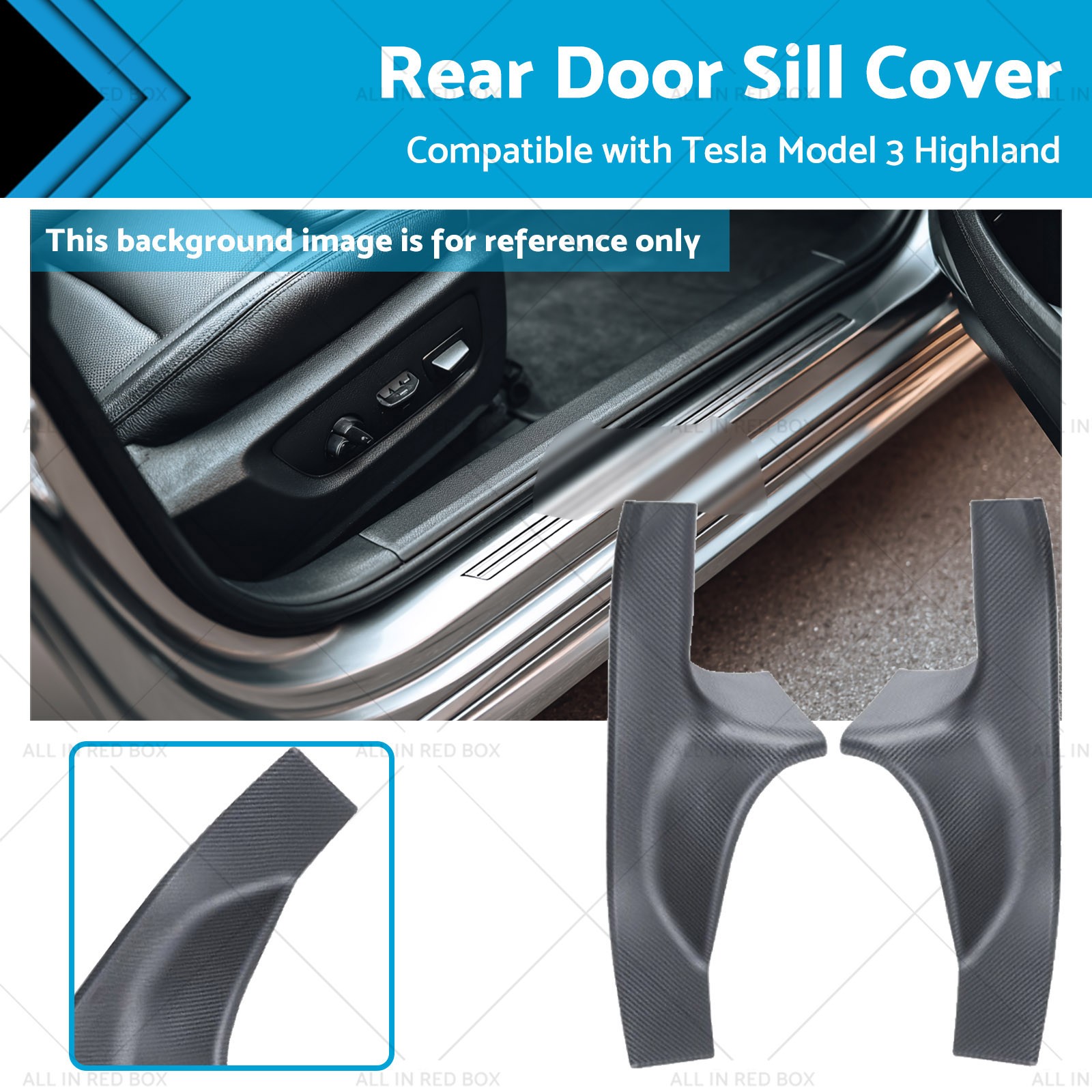 Carbon Fiber Style Rear Door Sill Protectors Suitable for Tesla Model 3 Highland