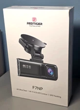 redtiger f7np dash cam 4k HDR Front And 1080P Rear, GPS, Loop, G-Sensor -Sealed