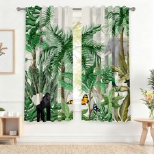 42 x 63 Inch Tropical Safari Animals Curtains for Nursery Bedroom Living Room...