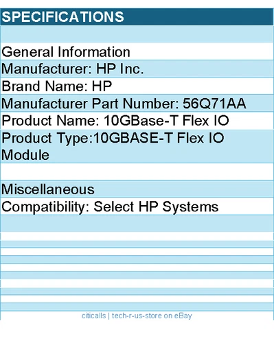 HP 56Q71AA 10GBase-T Flex IO - Compatibility: Select HP Systems