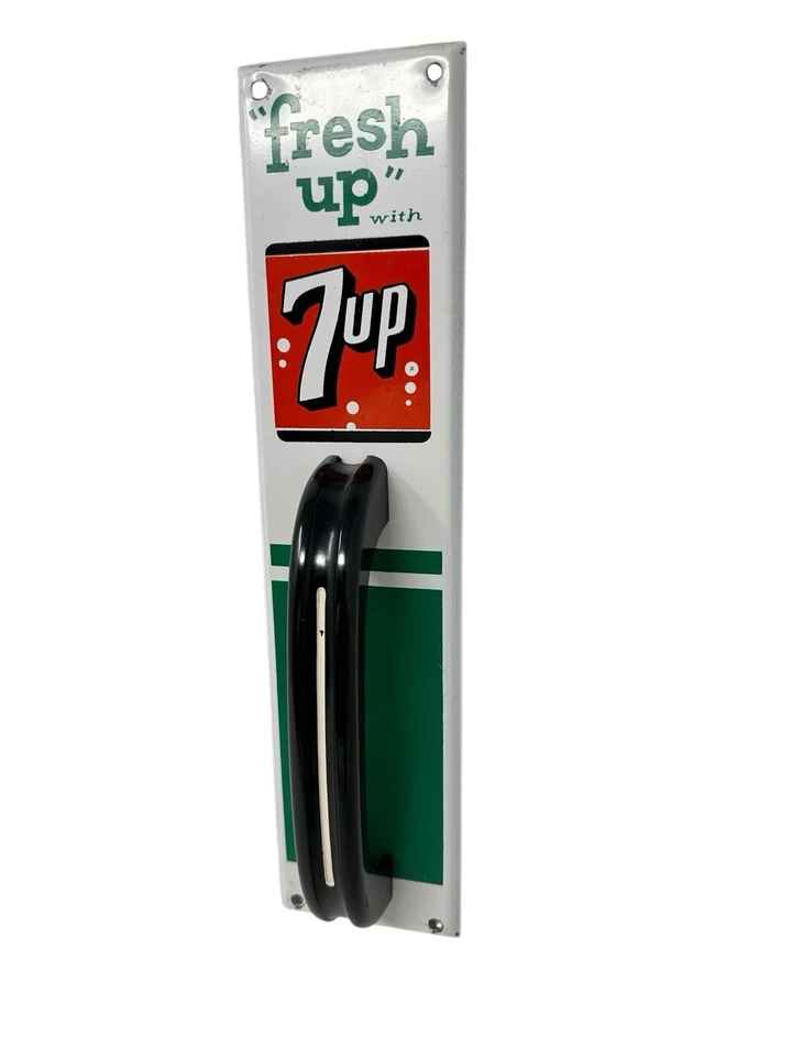 Vintage 7up Door Pull Advertising Fresh Up With 7 Up Nice Graphics Clean Cond.! - Image 4 of 4