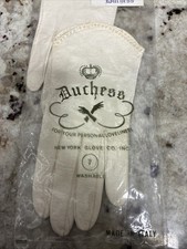 Vtg Duchess Ladies Washable Leather Gloves White Sz 7 New York Glove Co Italy