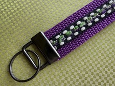 Handmade Wristlet Keychain, KeyFob, fabric Key Holder Stylish 7.5x1 inches