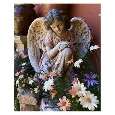 Statue d'Ange Rustique | Art Mural Serein | Décoration de Jardin