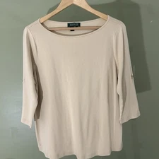 Lauren Ralph Lauren women's knit top,three quarter length sleeves, boat neckline