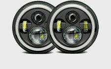 LED Scheinwerfer Satz 7" Rund Hi/Low mit Halo DRL Für VW Beetle 1950-1979