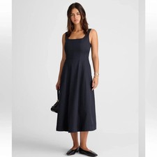 Madewell Navy Blue Seamed Square Neck Midi Dress 0 NWT