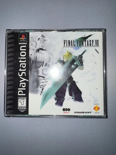 Final Fantasy VII (PlayStation 1, 1997) Black Label, Authentic, Tested/Working