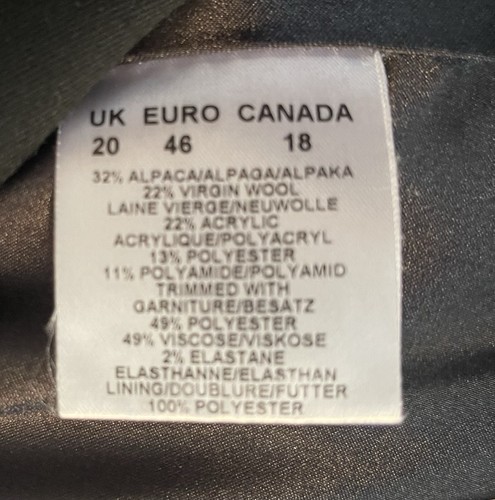 Ladies Windsmoor Black White Alpaca Virgin Wool Mix 3/4 Length Coat. UK Size 20 - Picture 5 of 9