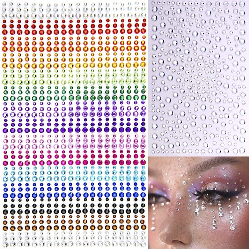 1250 Pcs Self Adhesive Rhinestones for Makeup Eyes 15 Colors Rainbow Rhinesto...