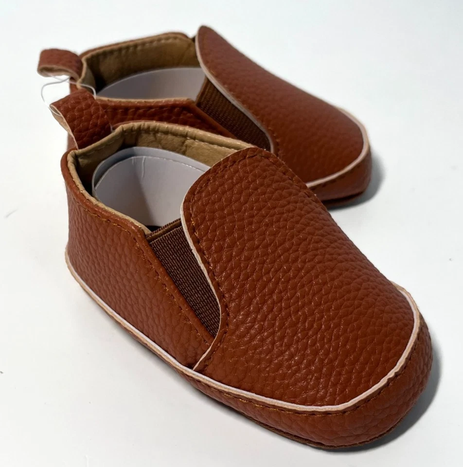 Infant Baby Shoes Size 1 (9-12 Months) Faux Leather Shoes Brown NEW - Image 4 of 4