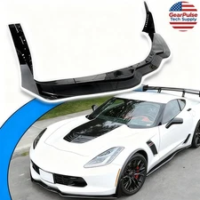 2014-19 Front Lip Splitter+Side Winglets For Corvette C7 Z06 Stage 3 Gloss Black