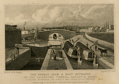 Antiker Druck-TOPOGRAPHIE-VERSAND-ISLINGTON TUNNEL-LONDON-Shepherd-Havell-1827