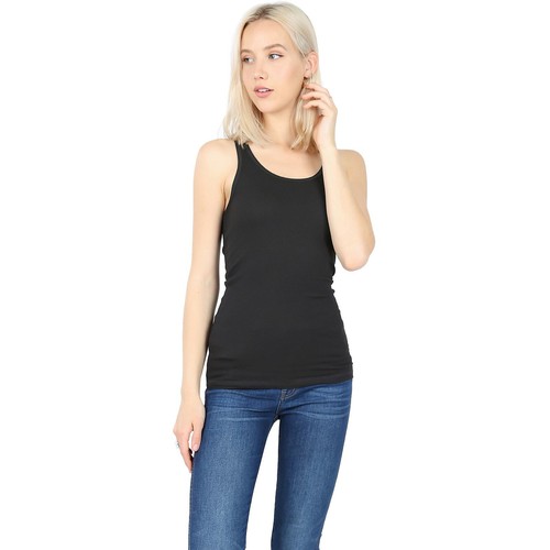 Zenana Stretchy ribbed Knit racerback tank (Black)- Small