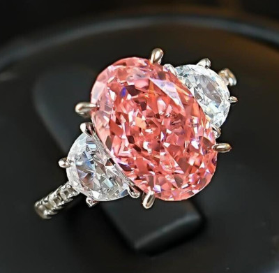 5ct Pink Diamond Violet Ring, 18K Gold Vermeil, Gift Luxury