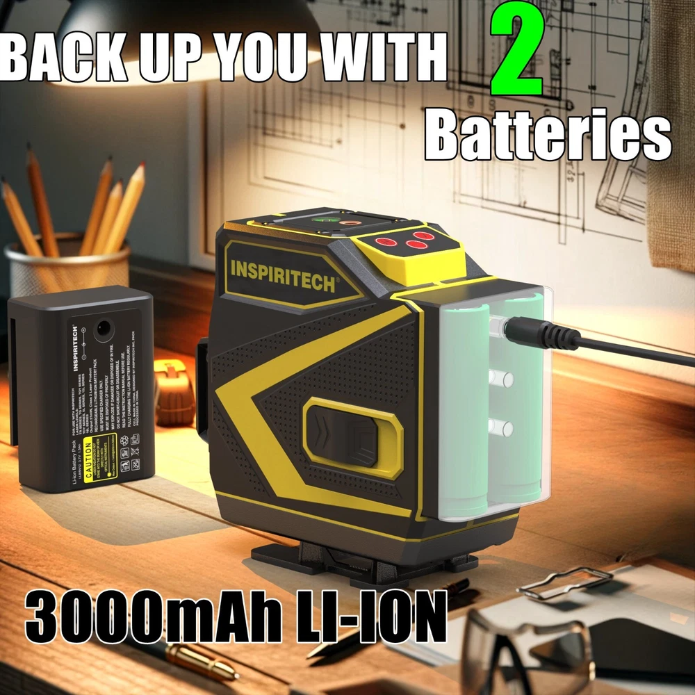 360 Laser Level Self Leveling 3D 12 Cross Lines Green Beam Lazer