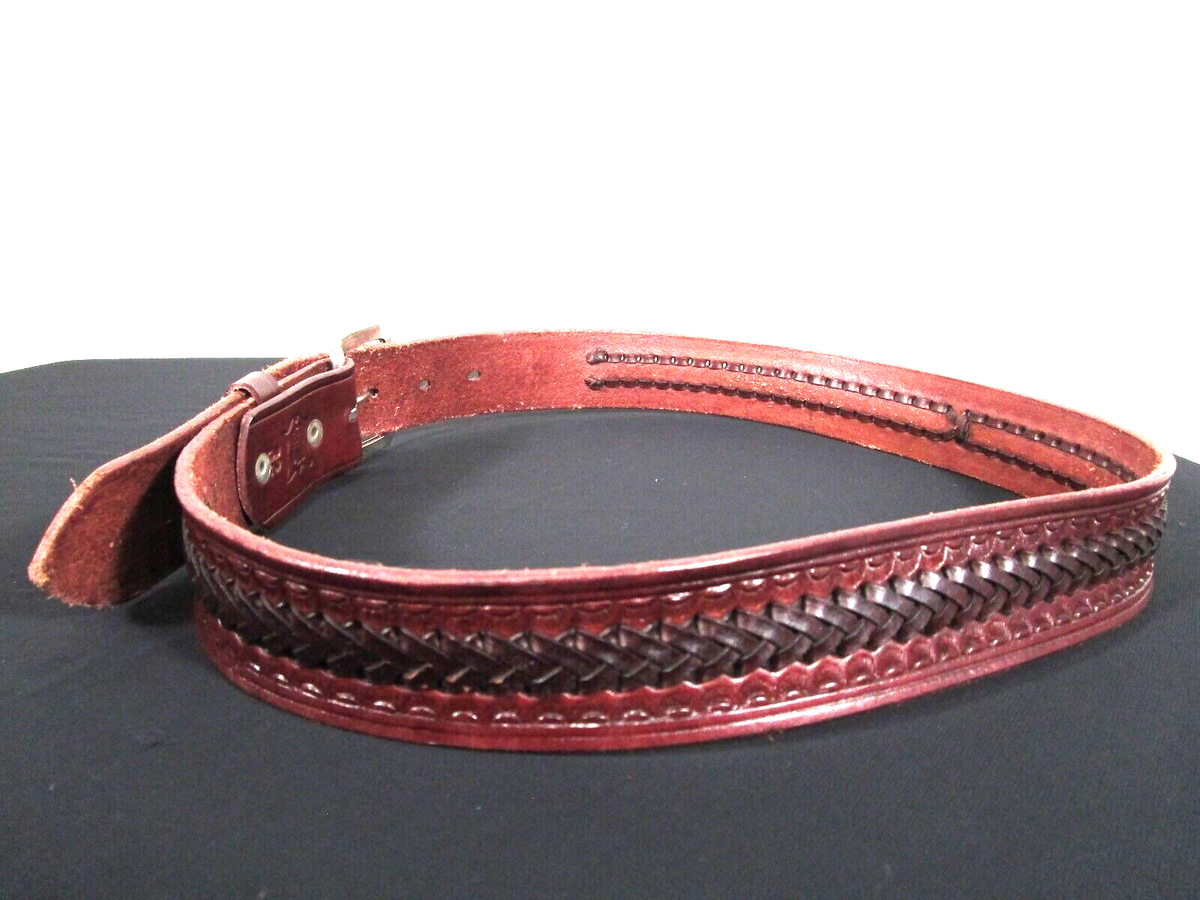 EUC Authentic Leather Belt Made In Mexico WESTERN EMBROIDERED BLACK EL CENTENARIO LEATHER BELT  main image 3