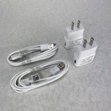 Lot of 2 OEM Samsung ETAOU61JWE 2.0 Amp Wall Charger and 5ft ECB-DU4EWE Cable