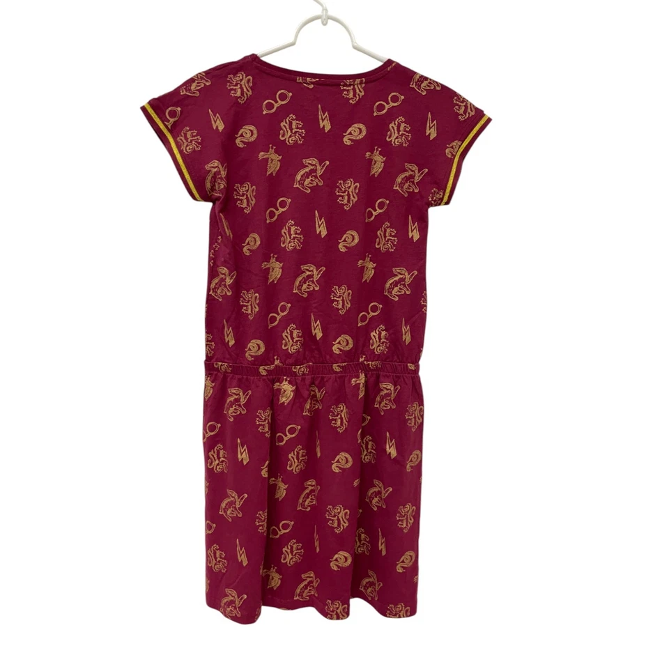 Vestido Camisa Harry Potter Niñas Talla 12 Borgoña Estampado Completo Manga Corta Nuevo con Etiquetas Foto 2 de 4