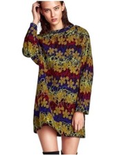 Zara Short Tunic Dress Sz S Yarn Stitch Floral Embroidery Multi Quirky Lagenlook