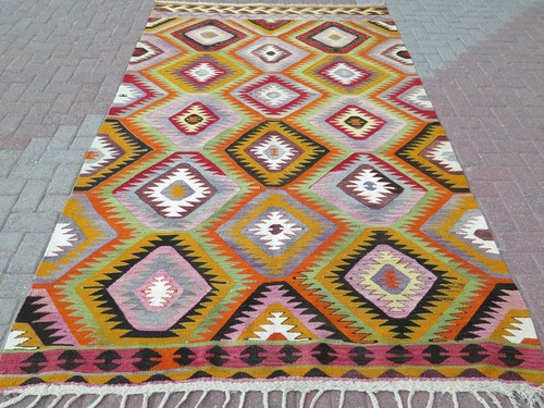 Vintage Turkish Kilim, Handmade Rug, Wool Kelim, Area Rug Teppich 73x101" Carpet