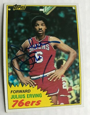NBA Philadelphia 76ers Julius Erving Signed 1981-82 Basketball Card