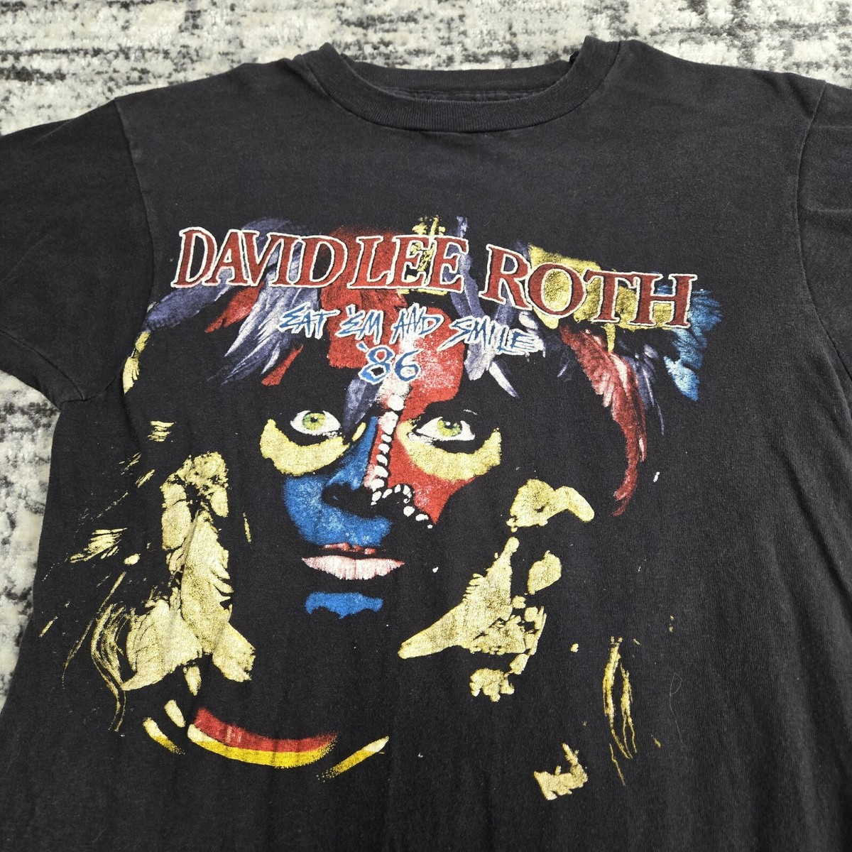 Vtg 80s David Lee Roth Shirt 1986 Eat Em and Smile Tour Band Tee