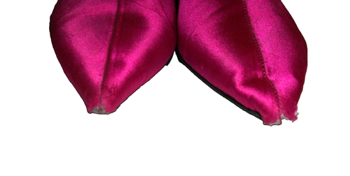 Zara Fuschia Satin Side Zip Pointy Flat Ankle Boots 7M - Picture 8 of 9