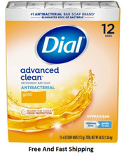 Dial Antibacterial Deodorant Bar Soap, Advanced Clean, Gold, 4 oz, 12 Bars