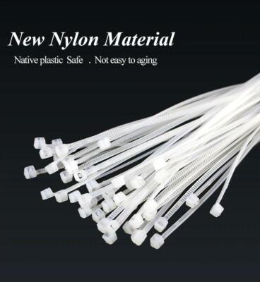 100 Pack 4-inch Cable Ties White Self-Locking Nylon Wrap Zip Tie Heavy Duty Wire
