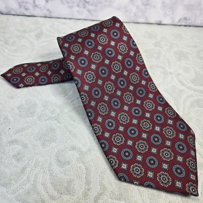 Andhurst Mens Silk Tie Burgundy Abstract
