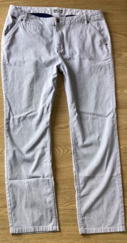 Ladies M & S Per Una Straight Navy Stripe Chinos Trousers Size 18 R (458C) - Picture 3 of 8